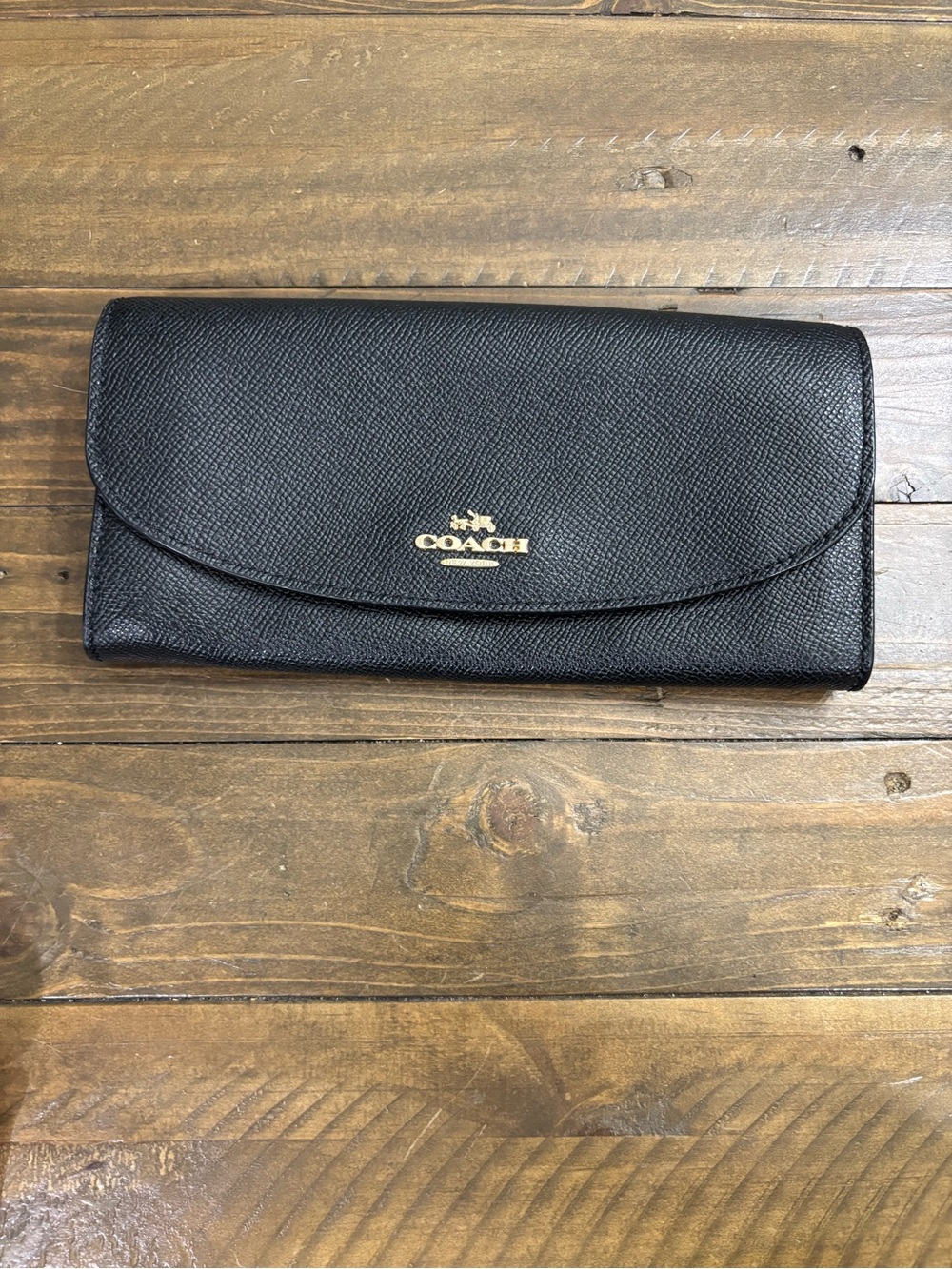 Coach Crossgrain Leather Slim Envelope Wallet in Black